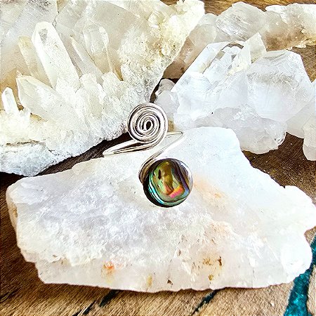Anel Espiral em Prata 925 e Abalone