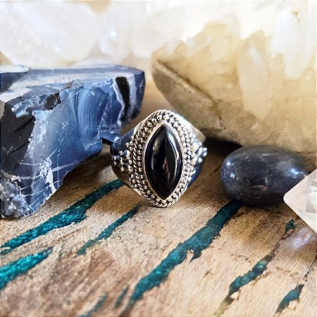 Anel Boho em Prata 925 e Ônix