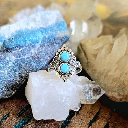 Anel Boho em Prata 925 e Larimar