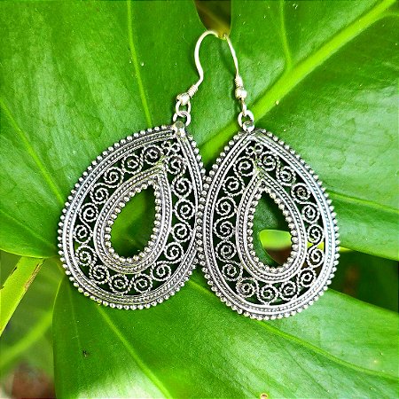 Brinco Gota Boho em Prata 925