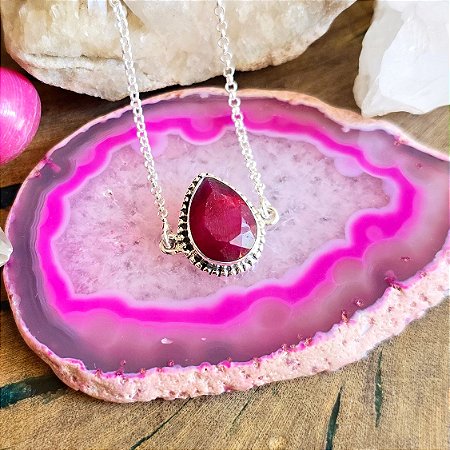 Pulseira Gota em Prata 925 e Rubi