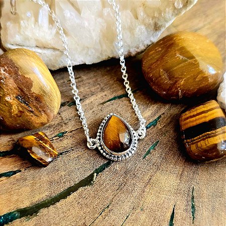 Pulseira Gota em Prata 925 e Olho de Tigre