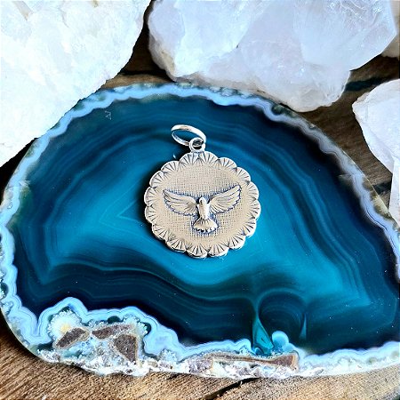 Pingente Medalha Espírito Santo em Prata 925
