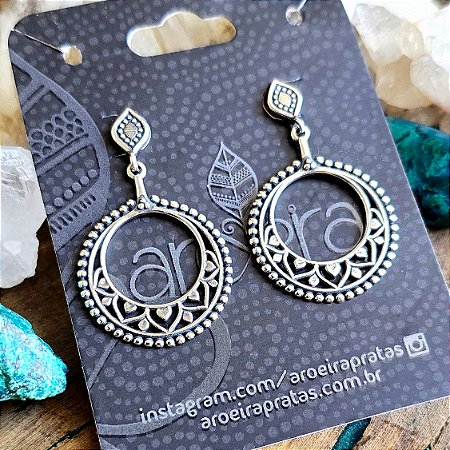 Brinco Redondo Boho em Prata 925