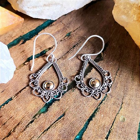 Brinco Arabescos em Prata 925 e Aplique em Ouro 18k