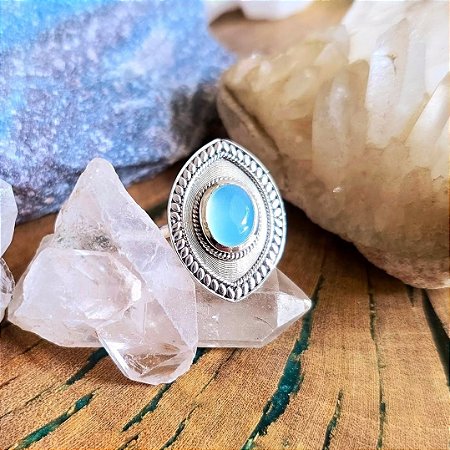 Anel Boho em Prata 925 e Calcedônia