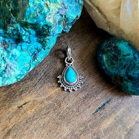 Pingente Boho em Prata 925 e Howlita Tingida de Turquesa
