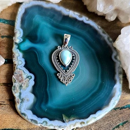 Pingente Boho em Prata 925 e Larimar