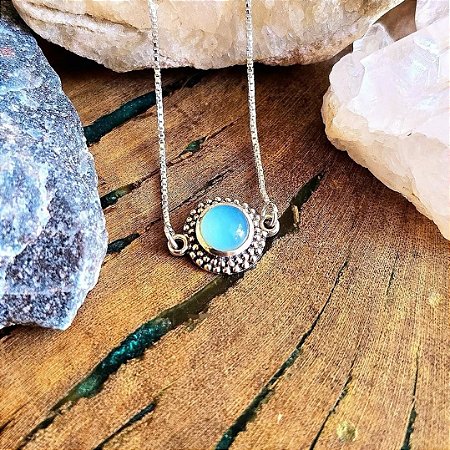 Pulseira Redonda em Prata 925 e Calcedônia