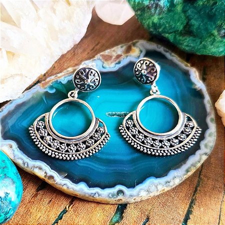 Brinco Vazado Boho em Prata 925