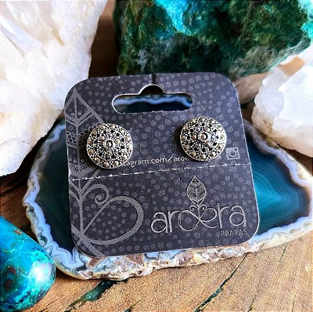 Brinco Pequeno Mandala em Prata 925 e Marcassita