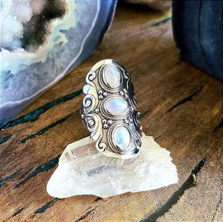 Anel Boho em Prata 925 e Pedra da Lua