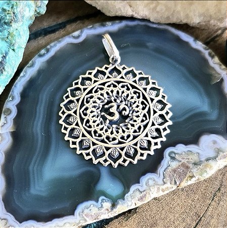 Pingente Mandala com Om em Prata 925