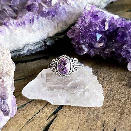 Anel Boho em Prata 925 e Ametista