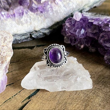 Anel Boho em Prata 925 e Ametista