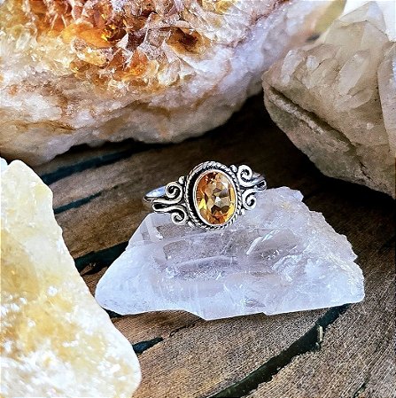 Anel Boho em Prata 925 e Citrino