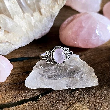 Anel Boho em Prata 925 e Quartzo Rosa