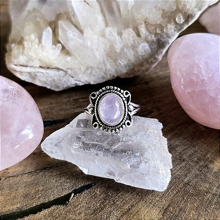 Anel Boho em Prata 925 e Quartzo Rosa