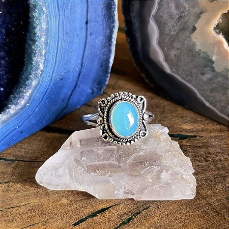 Anel Boho em Prata 925 e Calcedônia