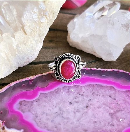 Anel Boho em Prata 925 e Rubi