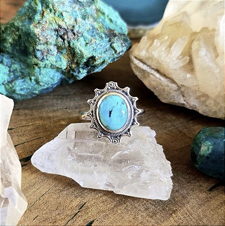 Anel Boho em Prata 925 e Turquesa Natural