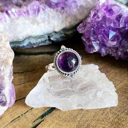 Anel Boho em Prata 925 e Ametista