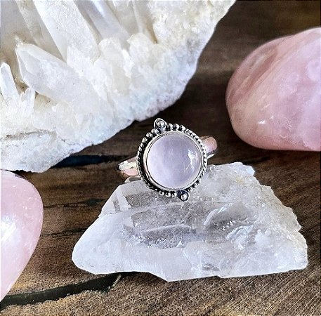 Anel Boho em Prata 925 e Quartzo Rosa