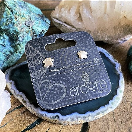 Brinco Pequeno Patinha de Cachorro em Prata 925