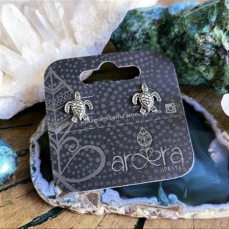 Brinco Pequeno Tartaruga em Prata 925