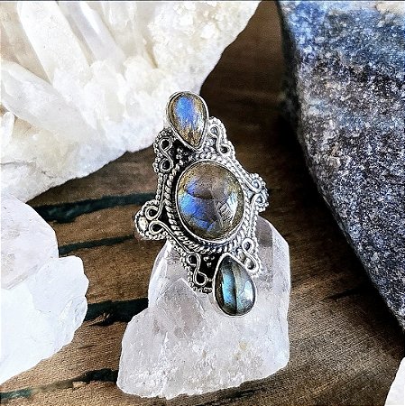 Anel Balinês em Prata 925 e Labradorita