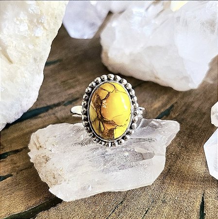 Anel Boho Oval em Prata 925 e Turquesa Ostra