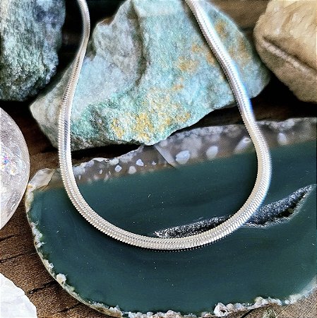 Corrente Rabo de Gato Achatada em Prata 925