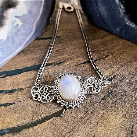 Pulseira Balinesa em Prata 925 e Pedra da Lua