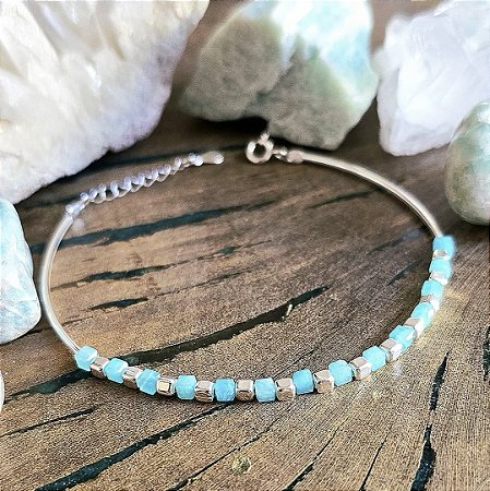 Pulseira Bali em Prata 925 e Amazonita