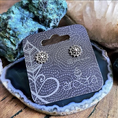 Brinco Pequeno Mandala em Prata 925