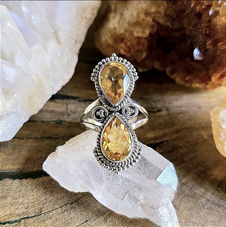Anel Boho em Prata 925 e Citrino