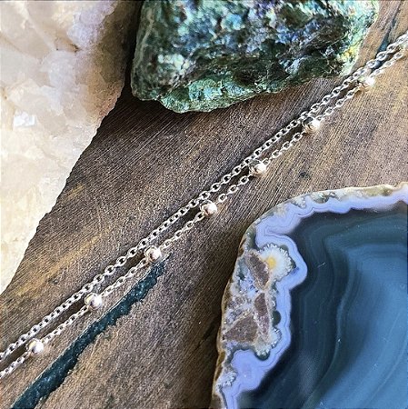 Pulseira Dupla Bolinhas em Prata 925