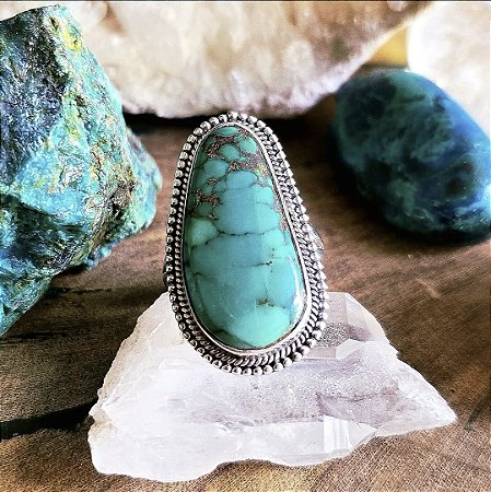 Anel Balinês em Prata 925 e Turquesa Natural