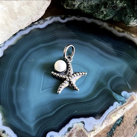 Pingente Estrela do Mar em Prata 925 e Pérola de Cultivo
