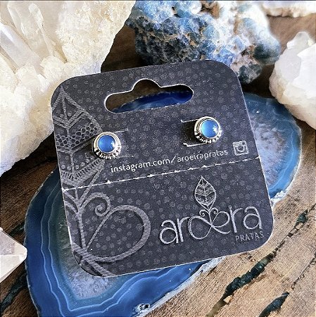 Brinco Pequeno Boho em Prata 925 e Calcedônia