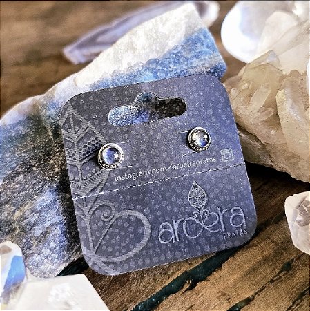 Brinco Pequeno Boho em Prata 925 e Pedra da Lua