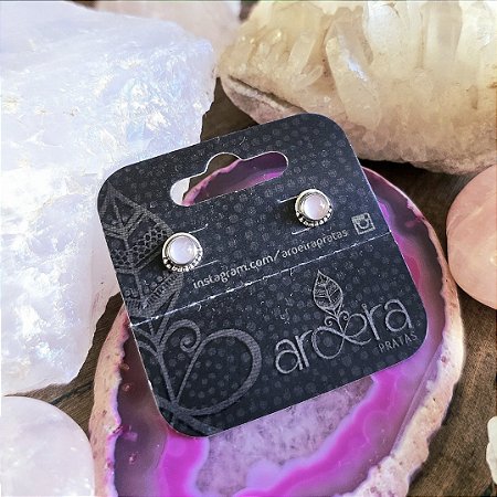 Brinco Pequeno Boho em Prata 925 e Quartzo Rosa