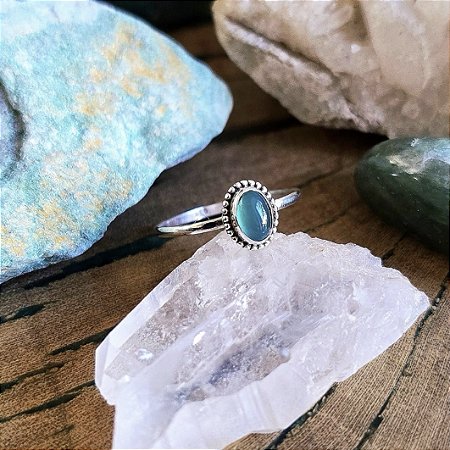 Anel Boho Oval em Prata 925 e Jade