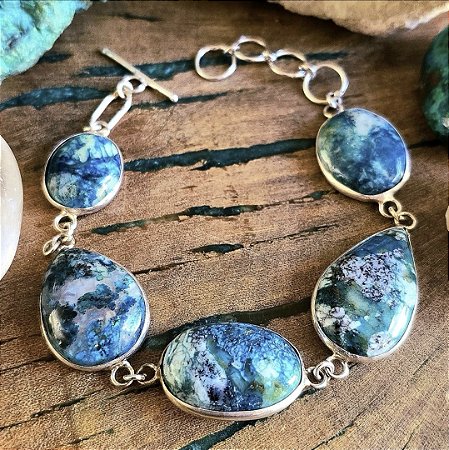 Pulseira em Alpaca e Crisocola