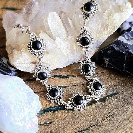 Pulseira Boho em Prata 925 e Ônix