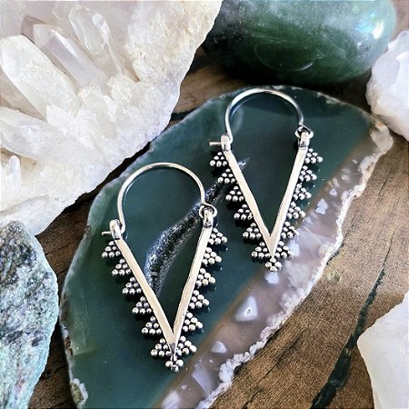 Brinco Argola Boho Ponta em Alpaca
