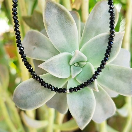 Choker em Prata 925 e Obsidiana
