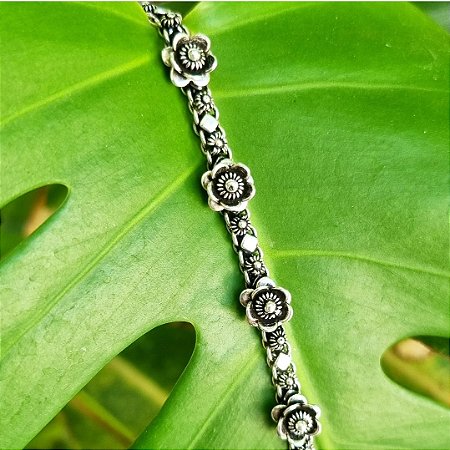 Pulseira Bali Pikun Flores em Prata 925