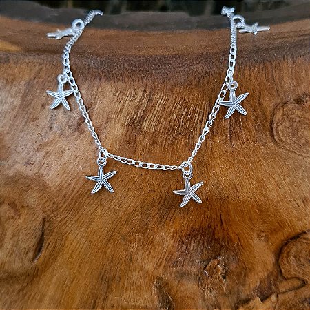 Pulseira com Penduricalhos Estrela do Mar em Prata 925