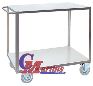 CARRINHO PARA TRANSPORTE DE INOX 2 PRATELEIRA